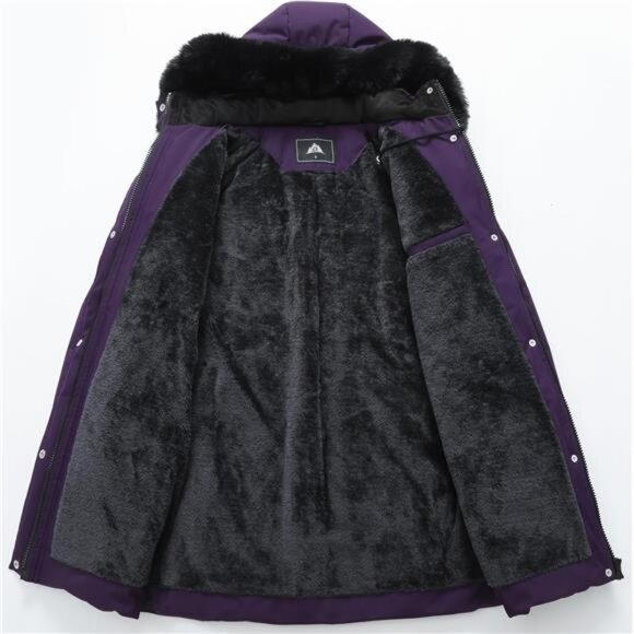 Women's Winter Puffer Coat Jacket Waterproof Purple - Picture 3 of 4